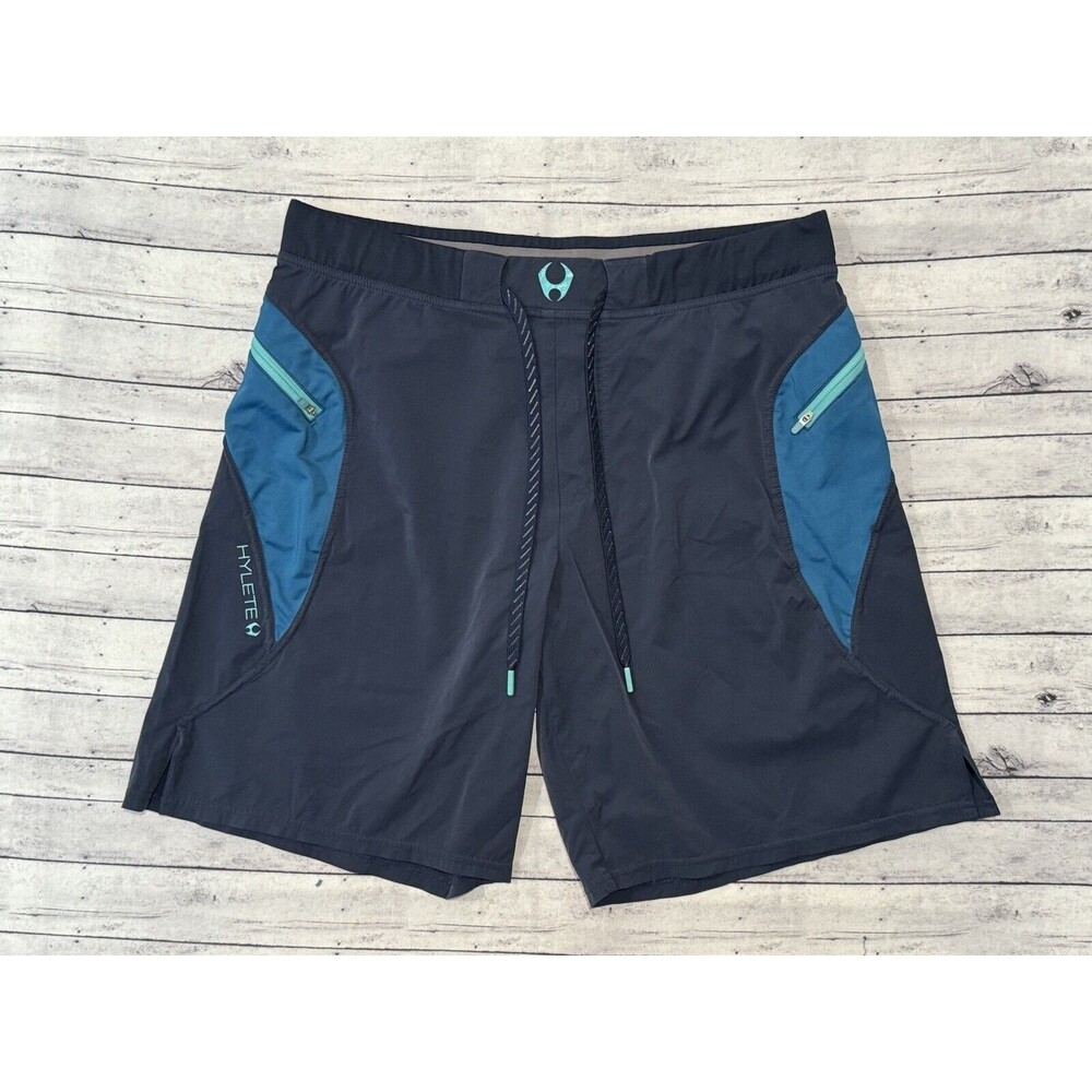 Hylete Athletic Shorts Men’s Size XL Above Knee Blue Zip Pockets 36 10” Inseam